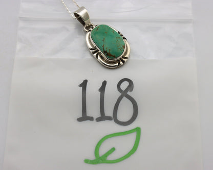 Navajo Necklace 925 Silver Kingman Turquoise Artist Signed Gecko C.80's