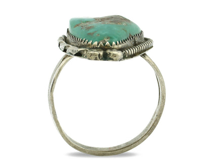Navajo Ring .925 Silver Natural Aqua Turquoise Signed James Martin C.80's