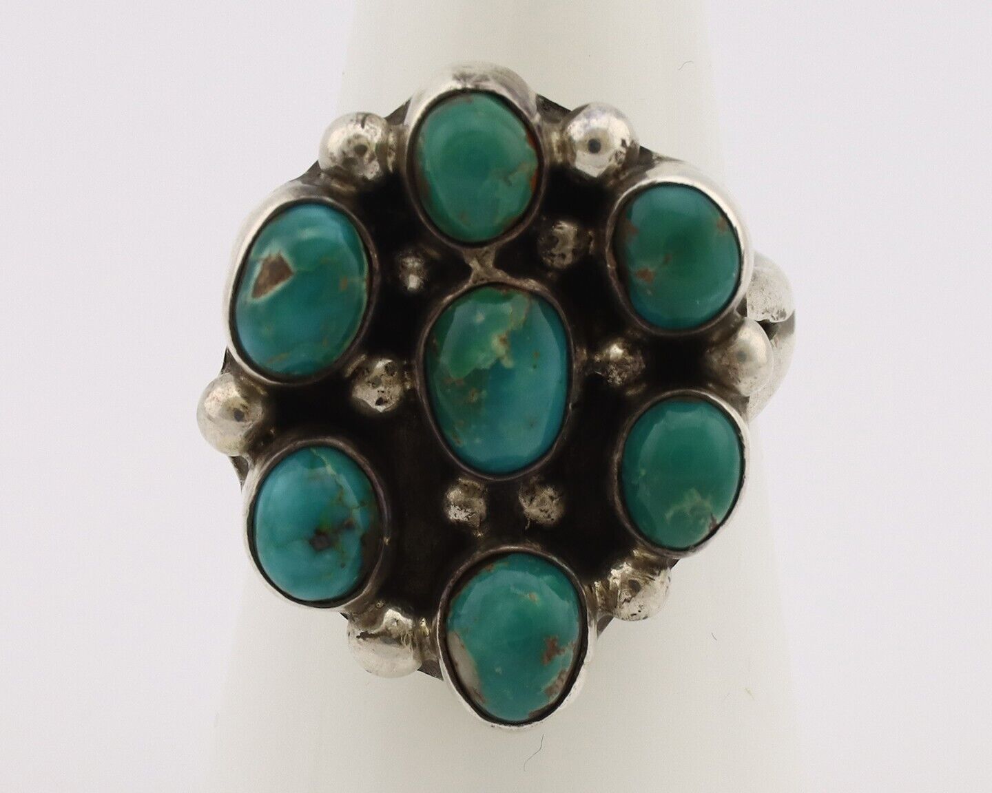 Navajo Ring .925 Silver Natural Blue Turquoise Native American Artist C.80's