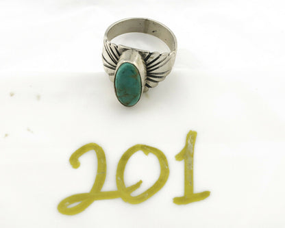 Navajo Ring .925 Silver Kingman Turquoise Artist Signed Apache C.80's