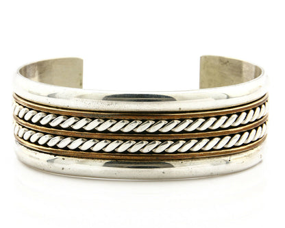 Navajo Bracelet SOLID .925 Silver & 12K Gold Filled Signed Artist TAHE C1980's
