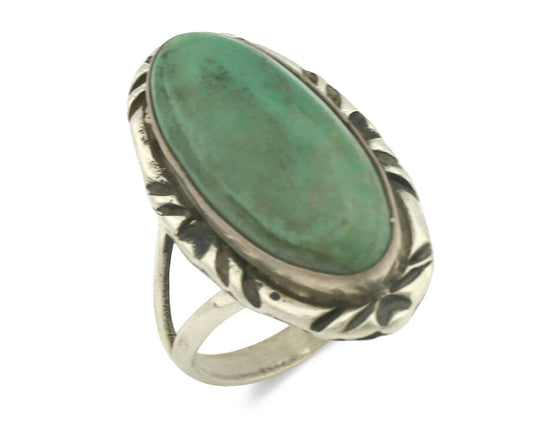 Navajo Ring .925 Silver Natural Turquoise Artist Signed Native American C.80's
