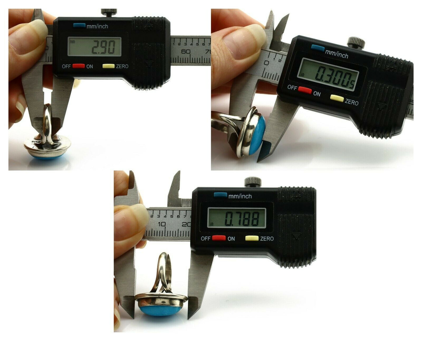 Navajo Ring .925 Silver Blue Turquoise Handmade Native American Artist C80s