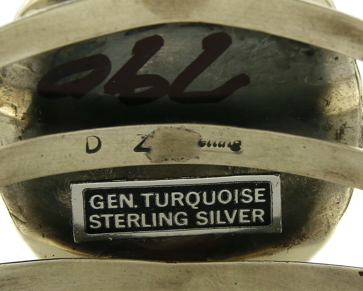 Navajo Bracelet .925 Silver Blue Gem Turquoise Signed Doug Zachary C.80's