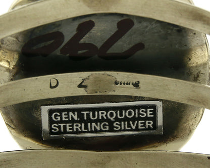 Navajo Bracelet .925 Silver Blue Gem Turquoise Signed Doug Zachary C.80's