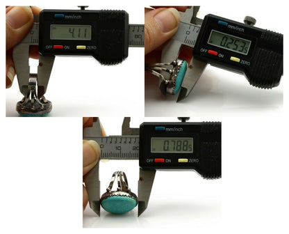 Navajo Ring .925 Silver Blue Turquoise Native American Artist C.1980's