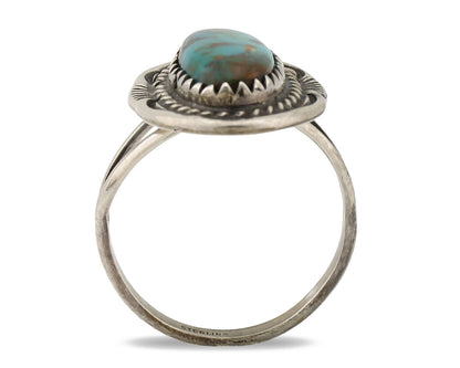 Navajo Ring .925 Silver Nevada Turquoise Signed Native Artist C.1980's