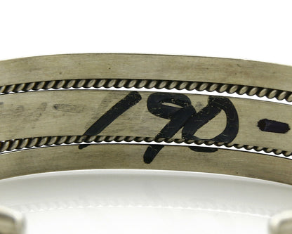 Navajo Bracelet .925 Silver Handmade Hand Stamped Signed Artist TAHE Circa 1980s