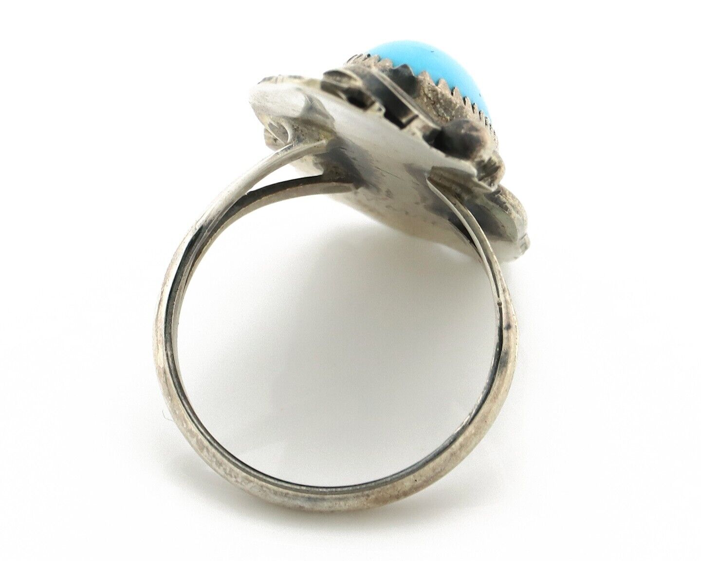 Navajo Ring 925 Silver Natural Morenci Turquoise Artist Signed Justin Morris C80