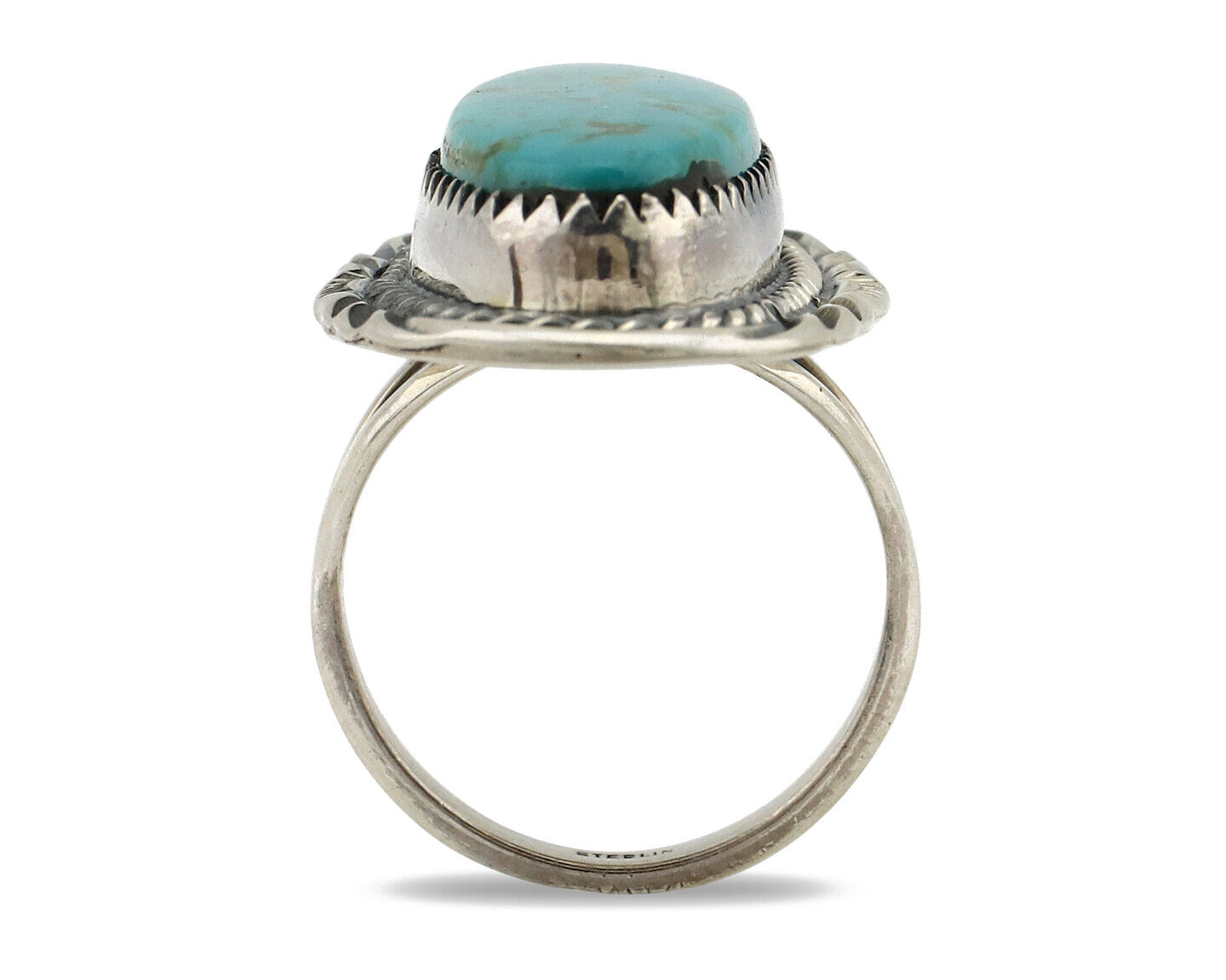 Navajo Ring 925 Silver Natural Blue Turquoise Native American Artist C.80's