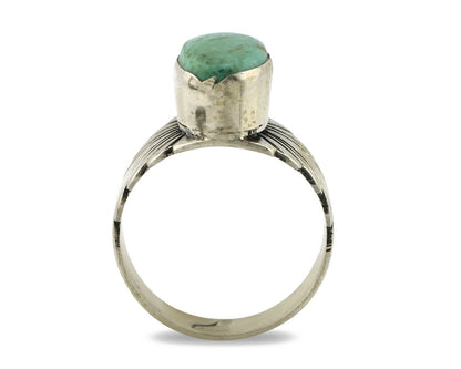 Navajo Ring .925 Silver Kingman Turquoise Artist Signed Apache C.80's