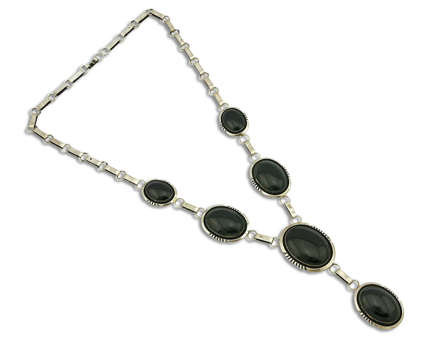 Women's Navajo Necklace Onyx .925 Silver Signed Denetdale