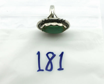 Navajo Ring .925 Silver Natural Uncolored Green Turquoise Signed Apache C.80's