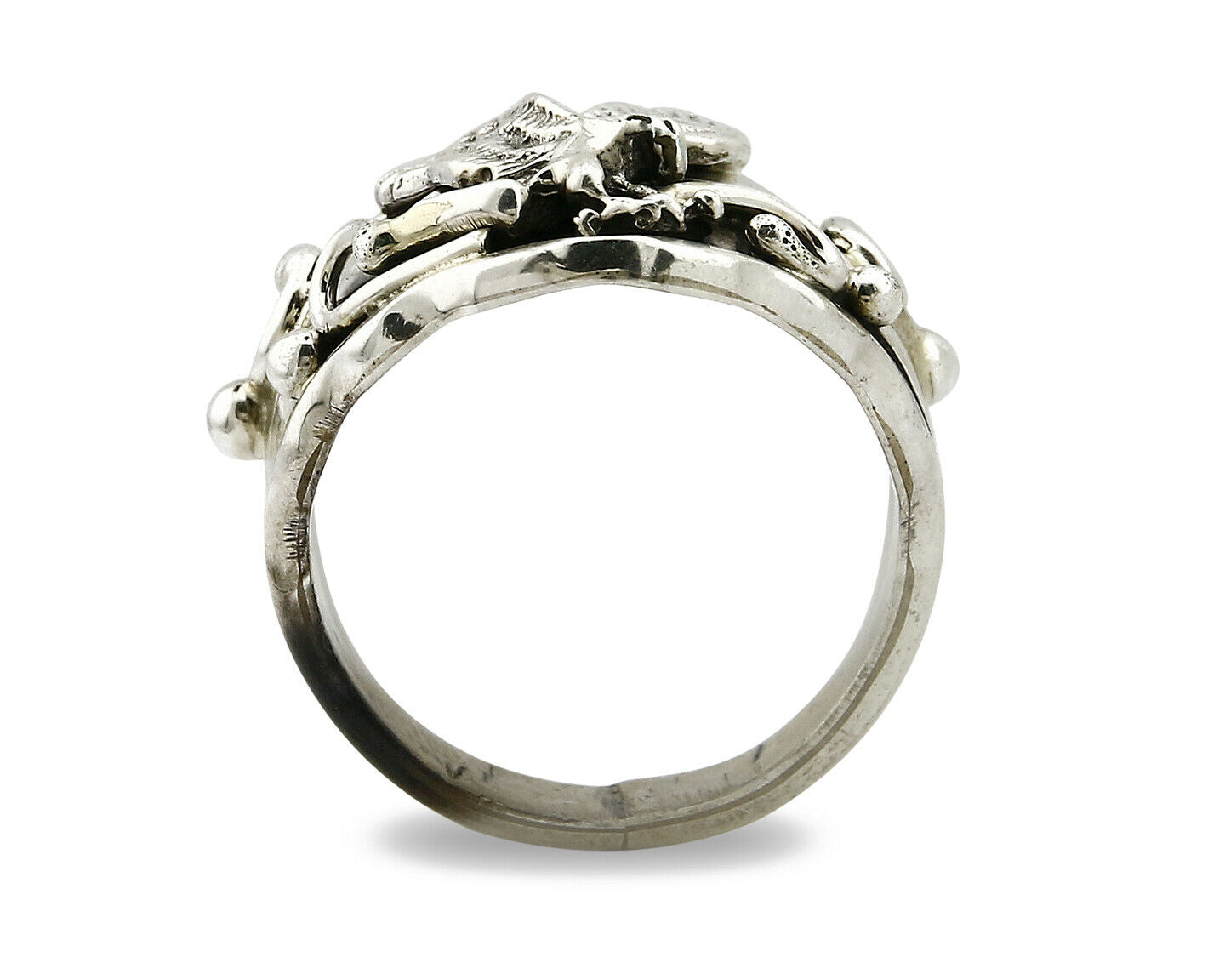 Navajo Eagle Ring .925 SOLID Silver Handmade Signed Artist S Circa 1980's
