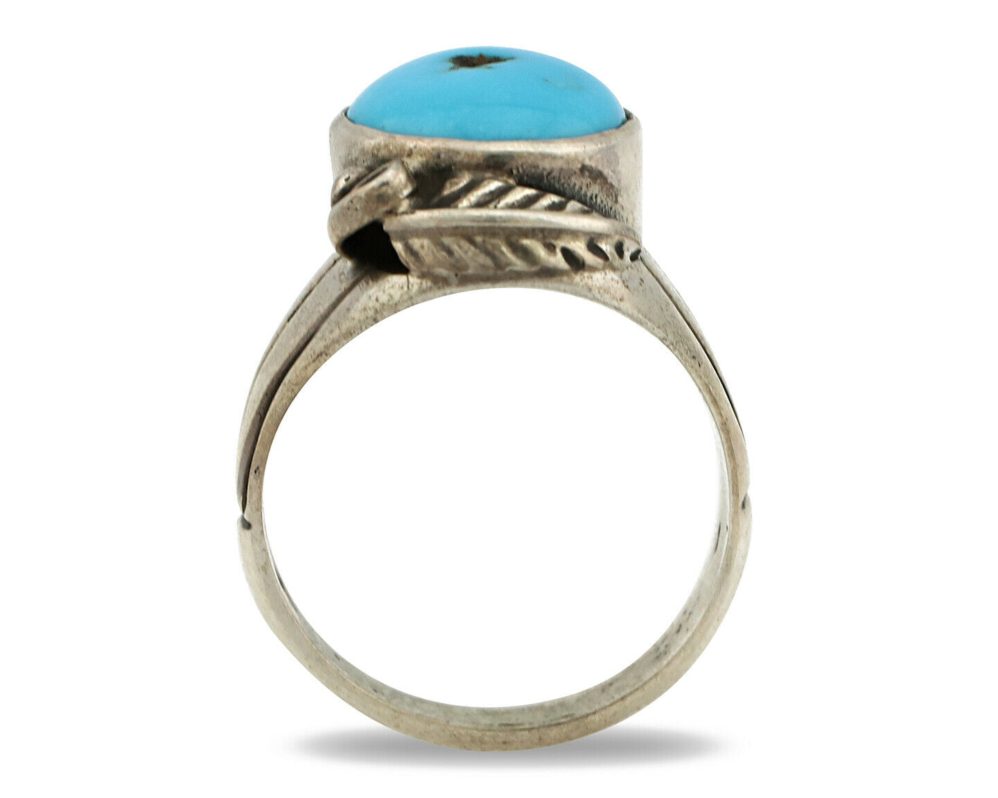 Navajo Ring .925 Silver Blue Turquoise Artist Signed Apache Manufacturing C.80's