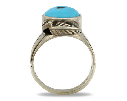 Navajo Ring .925 Silver Blue Turquoise Artist Signed Apache Manufacturing C.80's