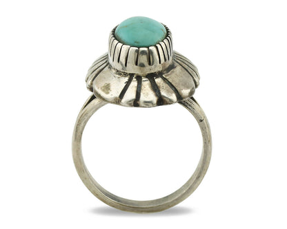 Navajo Ring .925 Silver Natural Mined Turquoise Artist Signed M Montoya C.80's