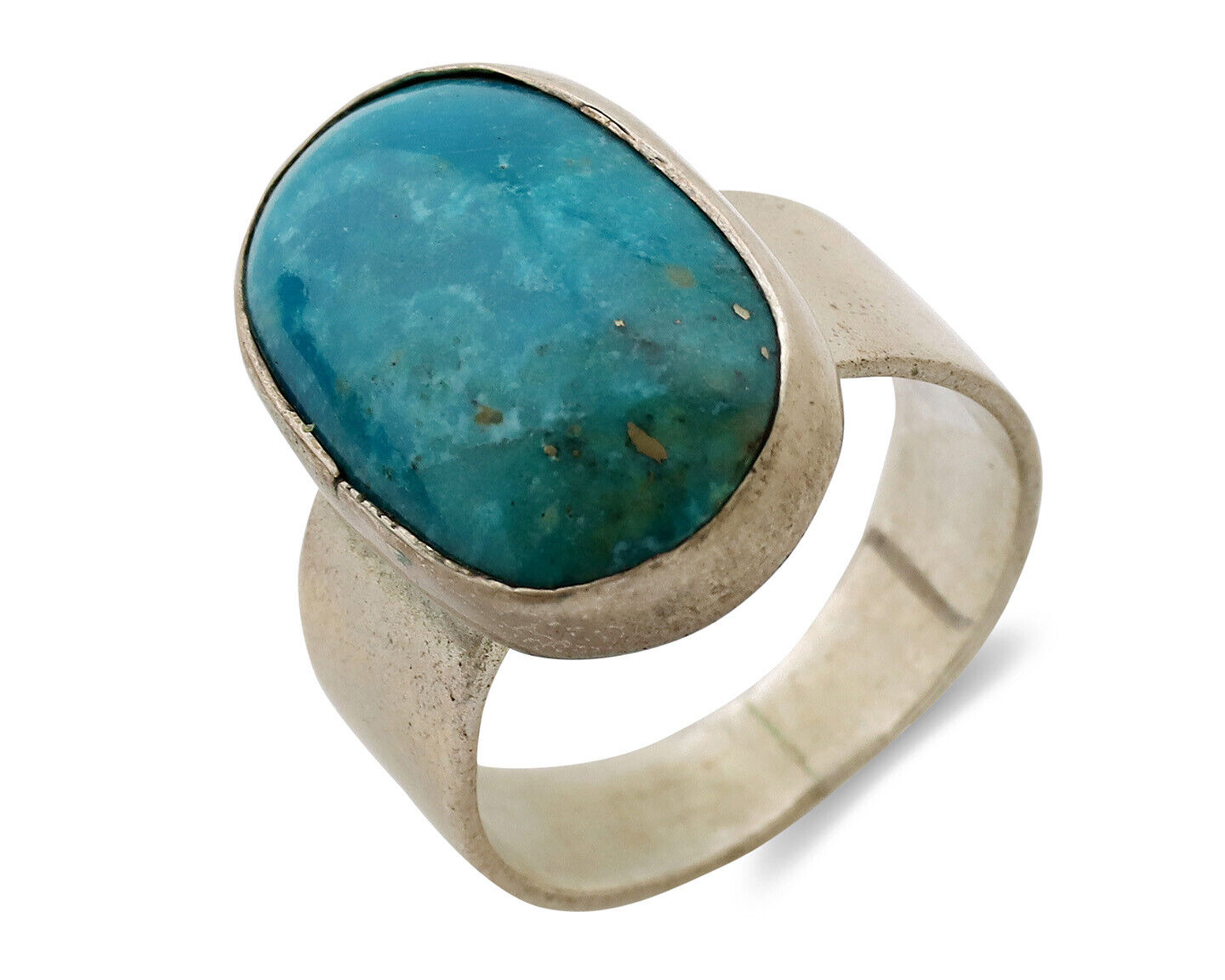 Navajo Ring .925 Silver Blue Turquoise Artist Signed C Montoya C.80's