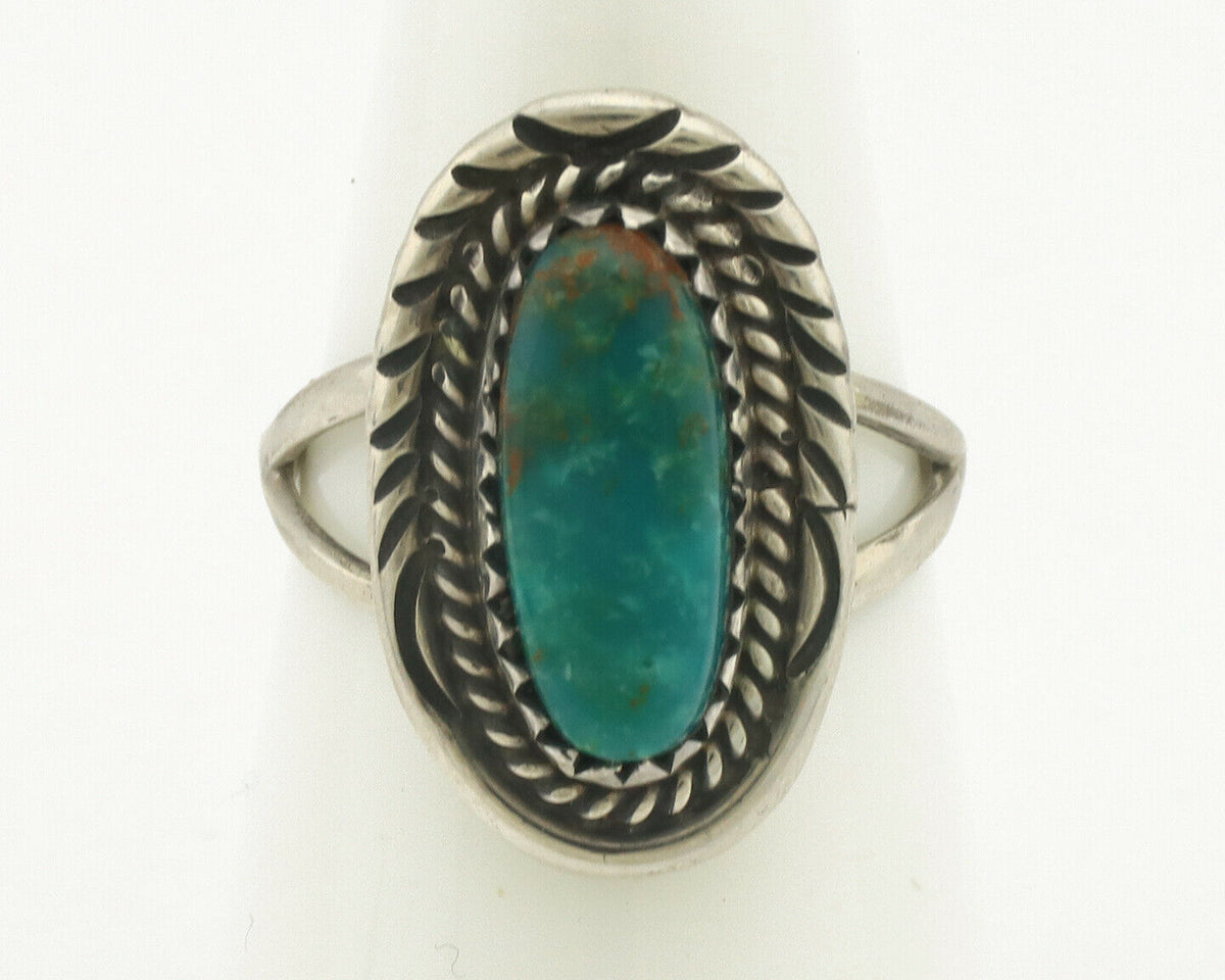 Navajo Ring .925 Silver Natural Turquoise Native American Artist C.1980's