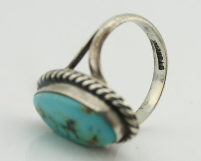 Navajo Ring .925 Silver Natural Blue Turquoise Native American Artist C.80's