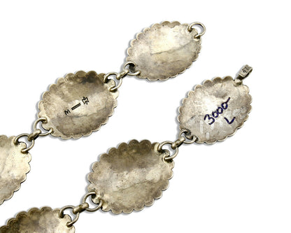 Navajo Concho Belt .925 Silver Onyx Signed M Montoya 80's