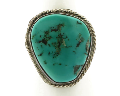 Navajo Ring 925 Silver Globe Turquoise Native American Artist C.1980's