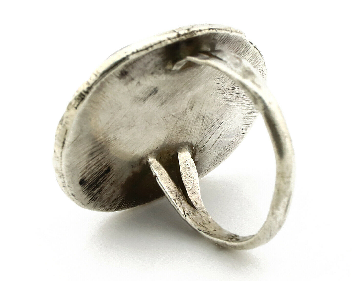 Navajo Ring .925 Silver Spiderweb Turquoise Native American Artist C.80's