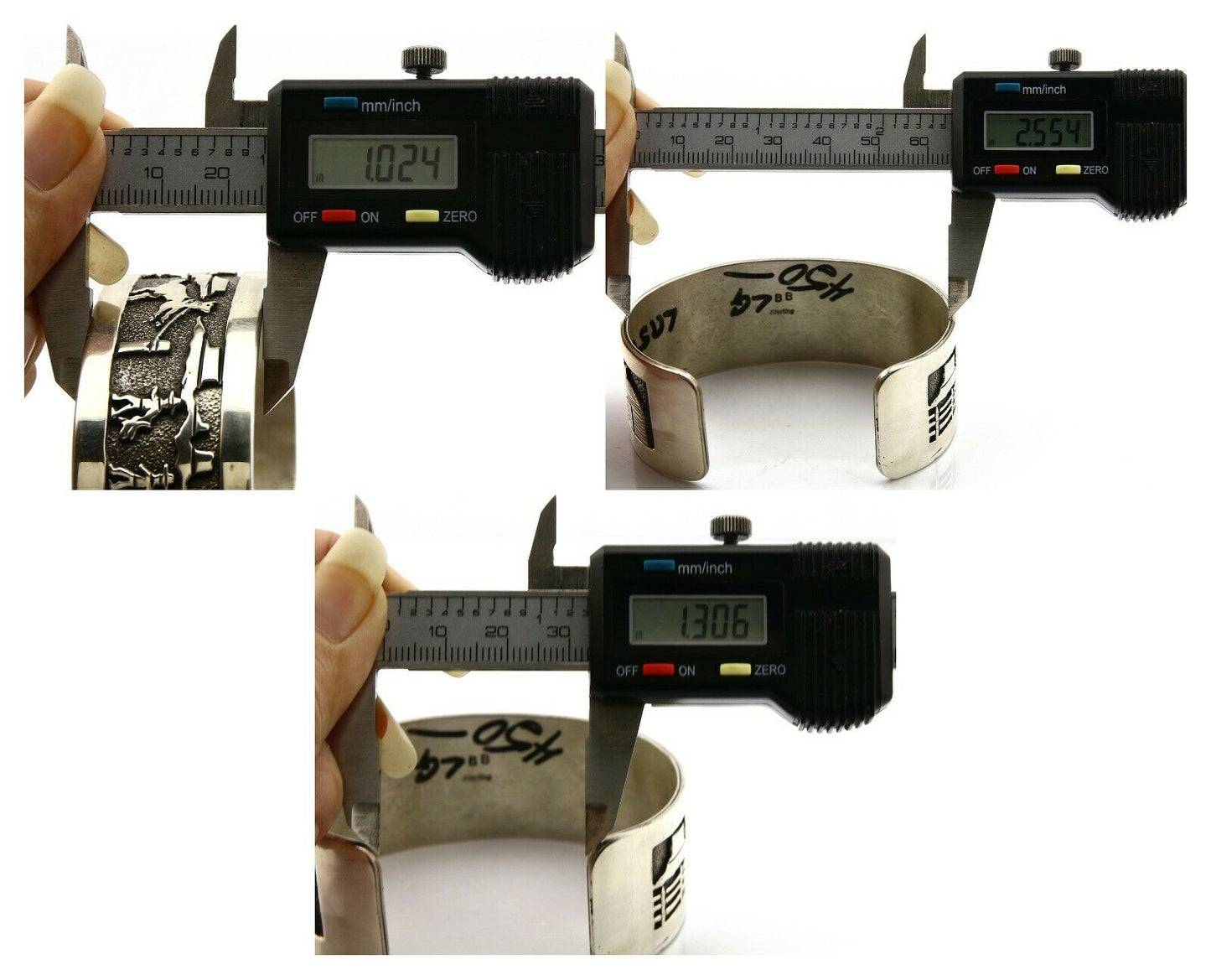 Navajo Bracelet .925 SOLID Silver Artist Signed BB Handmade Overlay C.80-90's