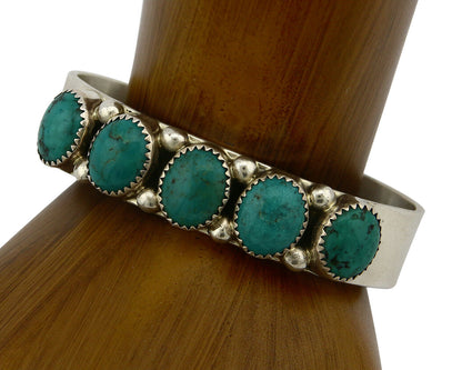 Navajo Bracelet .925 Silver Natural Turquoise Signed C Jones C.80's