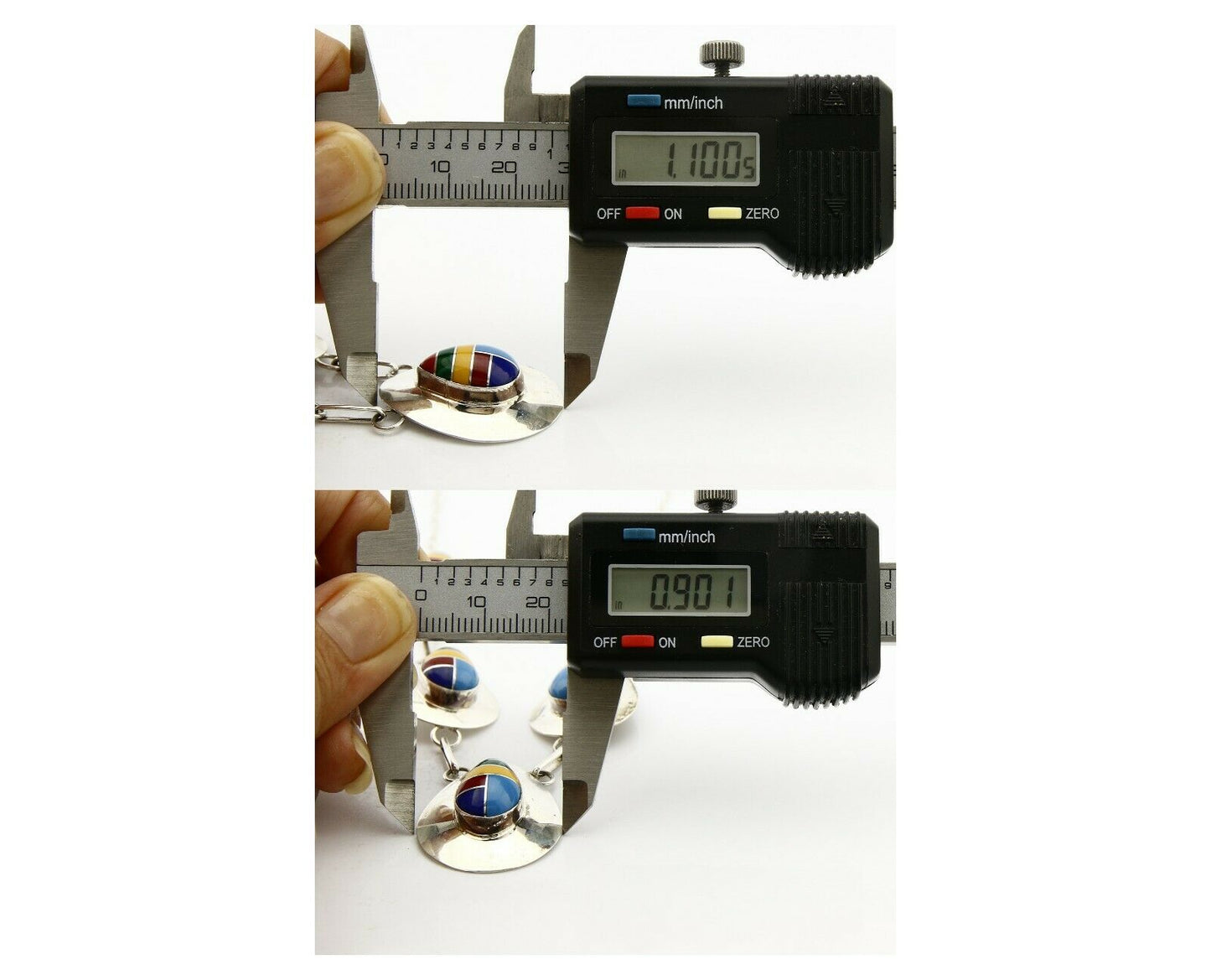 VTG Navajo Signed RWF .925 Silver & Gemstone Concho Inlaid Necklace