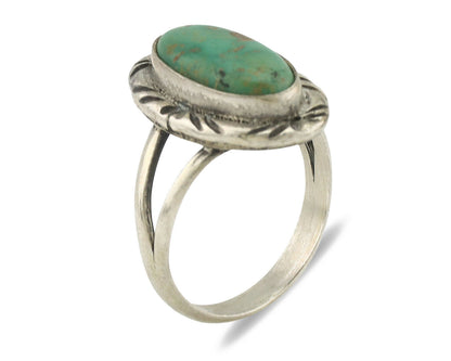 Navajo Ring .925 Silver Kingman Turquoise Native Artist Signed C.80's