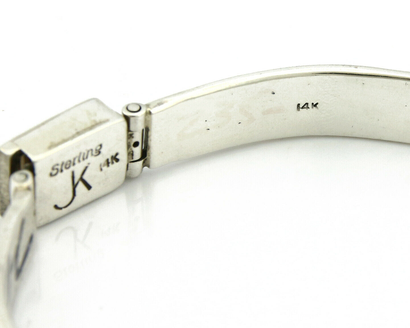 Navajo Bracelet Handmade .925 Silver & 14k SOLID Yellow Gold Signed JK C.85-92