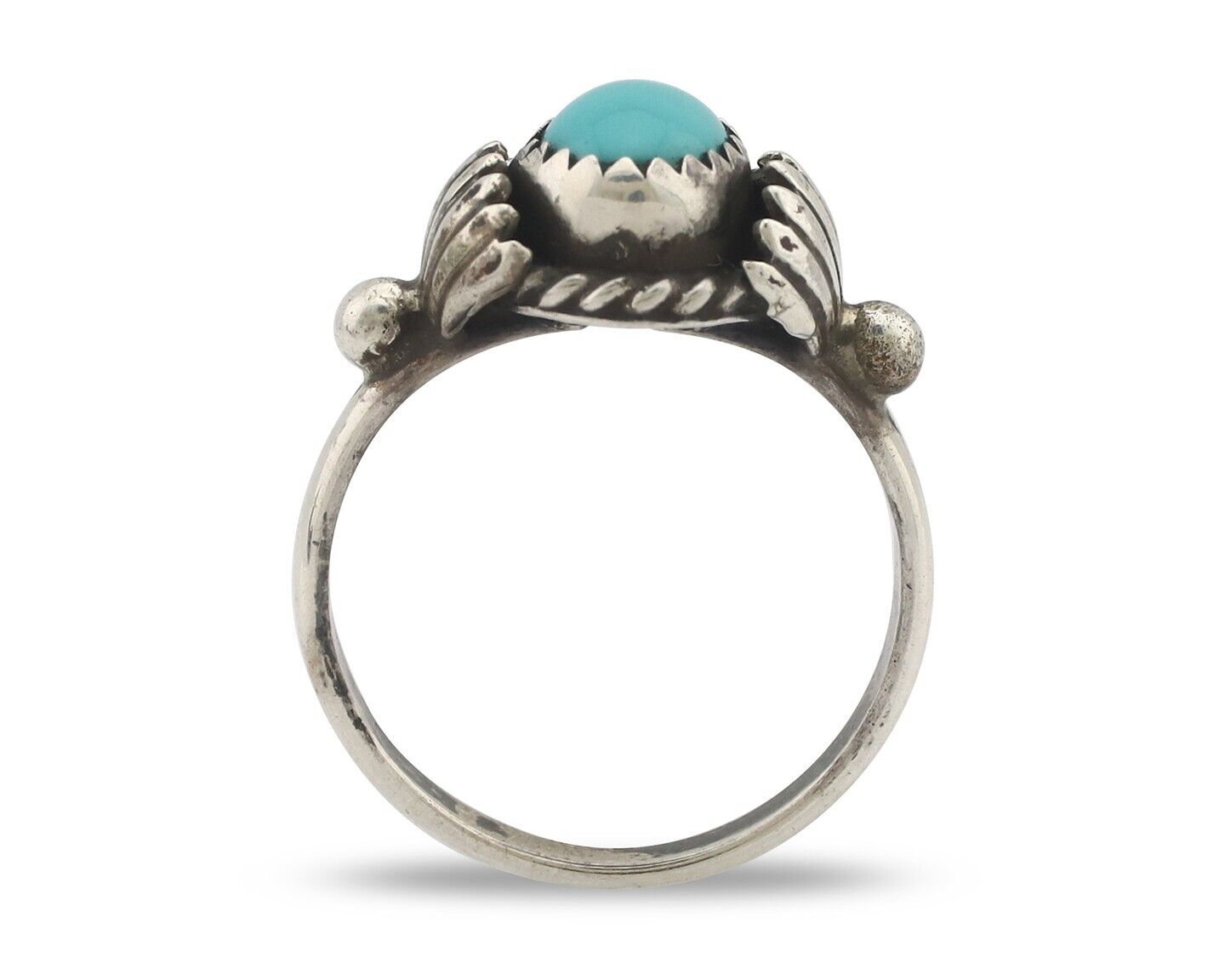 Navajo Handmade Ring 925 Silver Kingman Turquoise Native Artist C.80's
