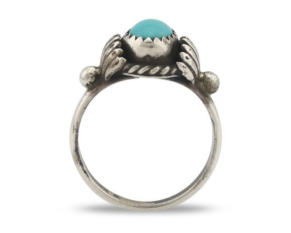 Navajo Handmade Ring 925 Silver Kingman Turquoise Native Artist C.80's