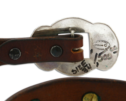 Navajo Concho Belt .925 Silver Signed Sacajawea C.80's