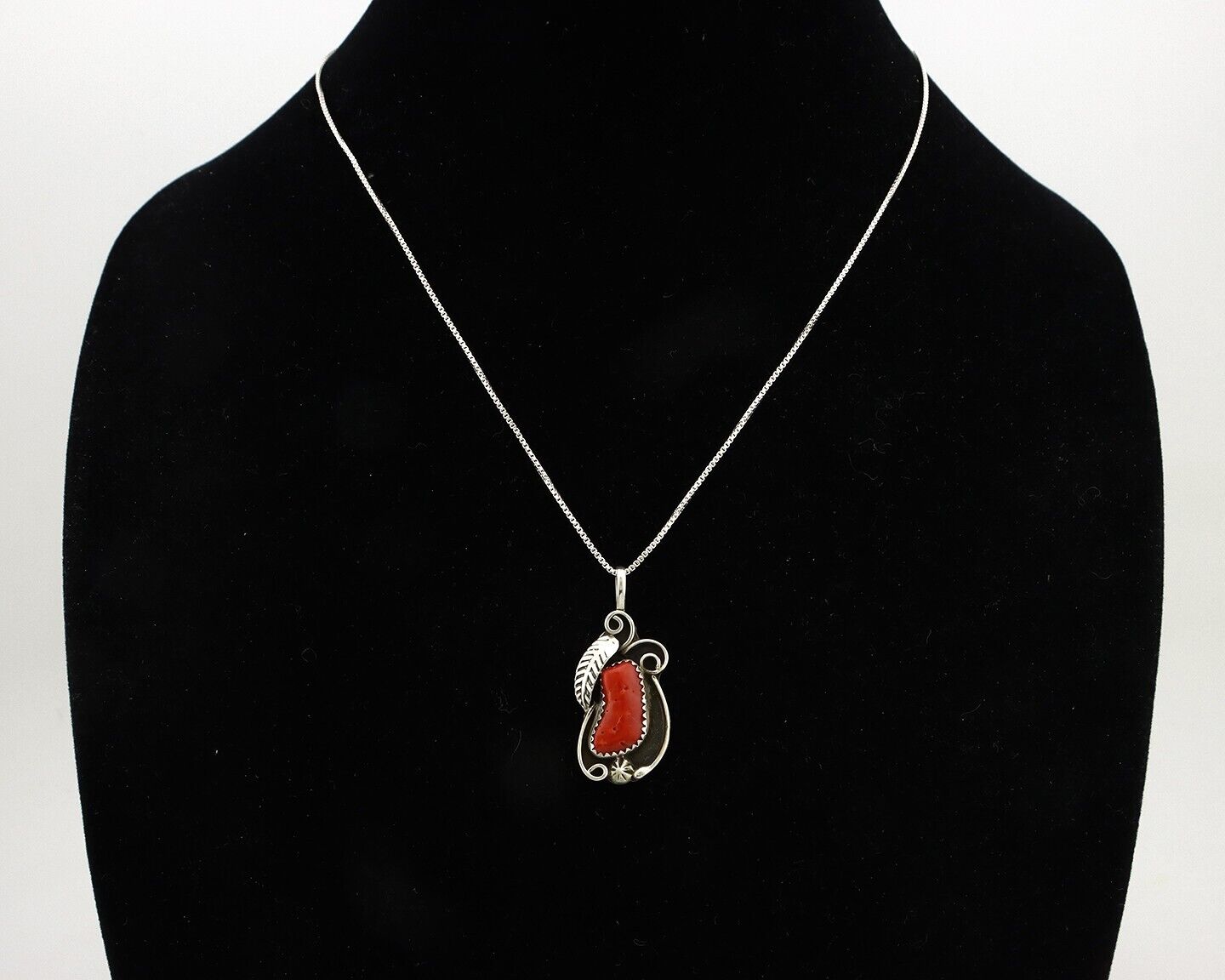 Navajo Necklace 925 Silver Red Medterranean Signed Josephine Rojas C.80's
