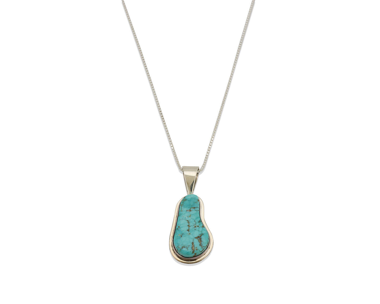 Navajo Necklace .925 Silver Fox Mine Turquoise Signed Doug Zachary C.1980's