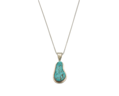 Navajo Necklace .925 Silver Fox Mine Turquoise Signed Doug Zachary C.1980's