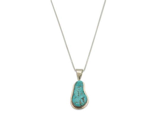 Navajo Necklace .925 Silver Fox Mine Turquoise Signed Doug Zachary C.1980's
