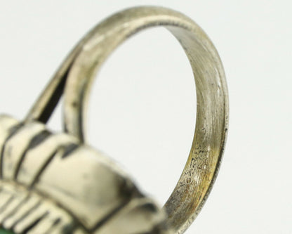 Navajo Ring .925 Silver Green Turquoise Artist Signed M Montoya C.80's