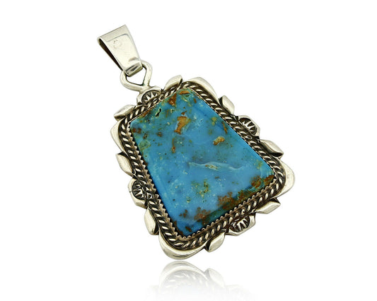 C. 1980 Navajo Artist TALHAT Natural Blue Gem Turquoise Pendant