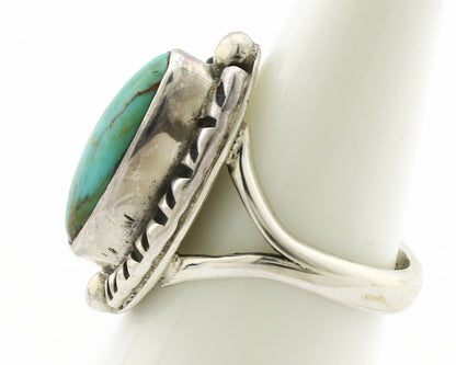 Navajo Ring .925 Silver Natural Mined Turquoise Artist Signed Gecko C.80's