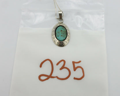 Navajo Pendant .925 Silver Kingman Turquoise Native American C.80's