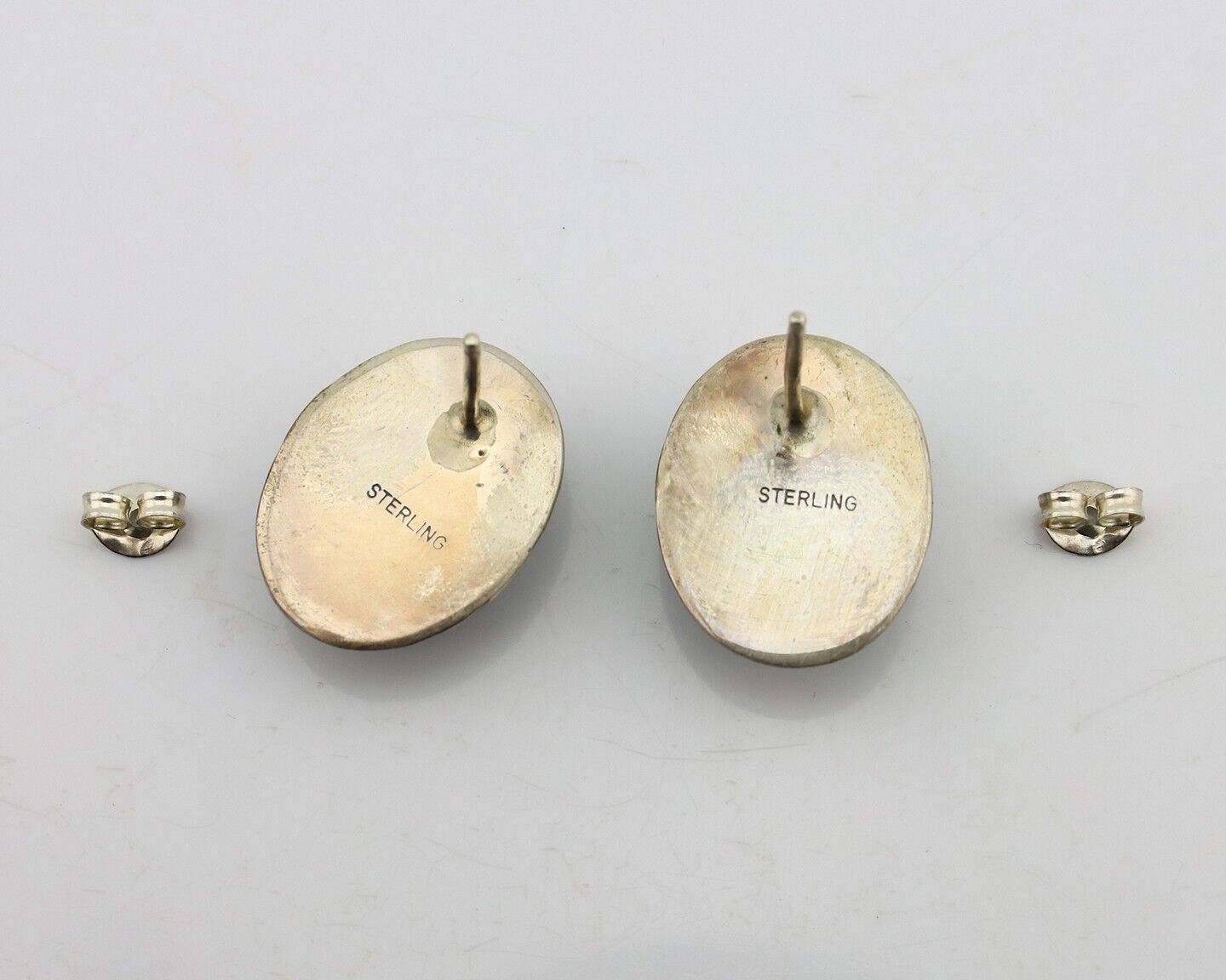 Navajo Earrings 925 Silver Natural Denim Lapis Native American Earrings C.80's