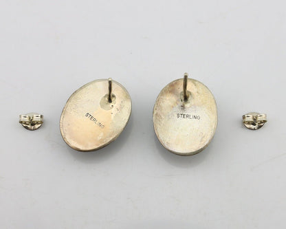Navajo Earrings 925 Silver Natural Denim Lapis Native American Earrings C.80's