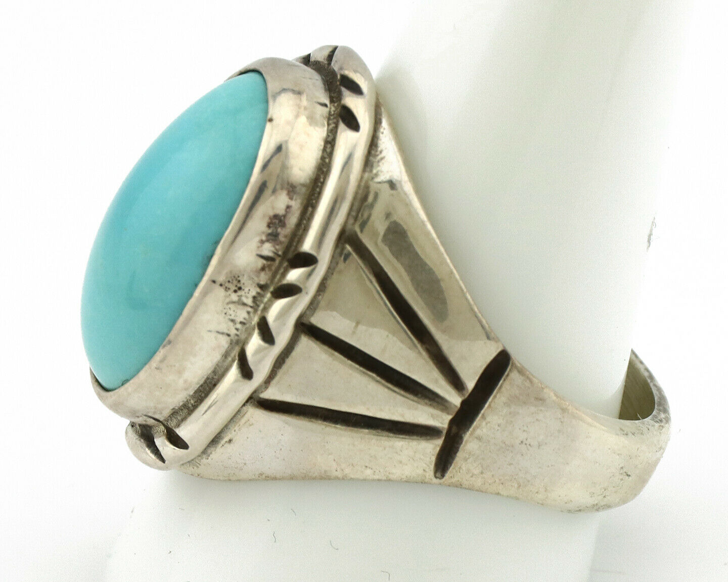 Navajo Ring .925 Silver Turquoise Native American Artist C.80's