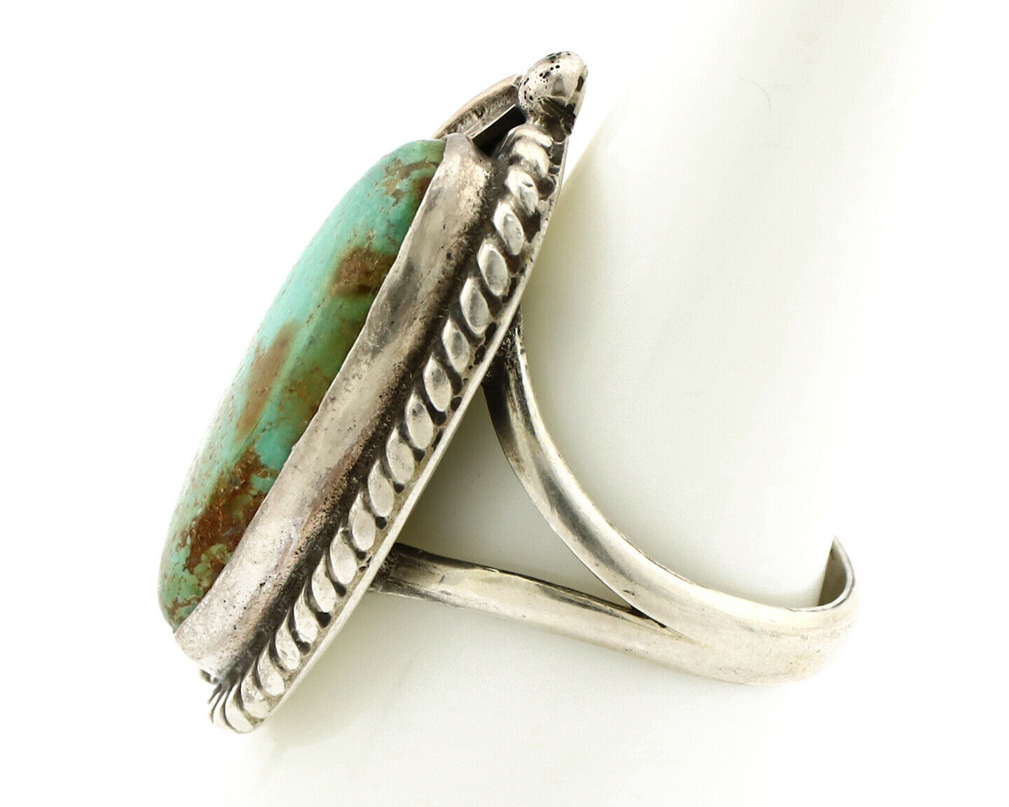 Navajo Ring .925 Silver Arizona Turquoise Signed Apache Manufacturing C80s