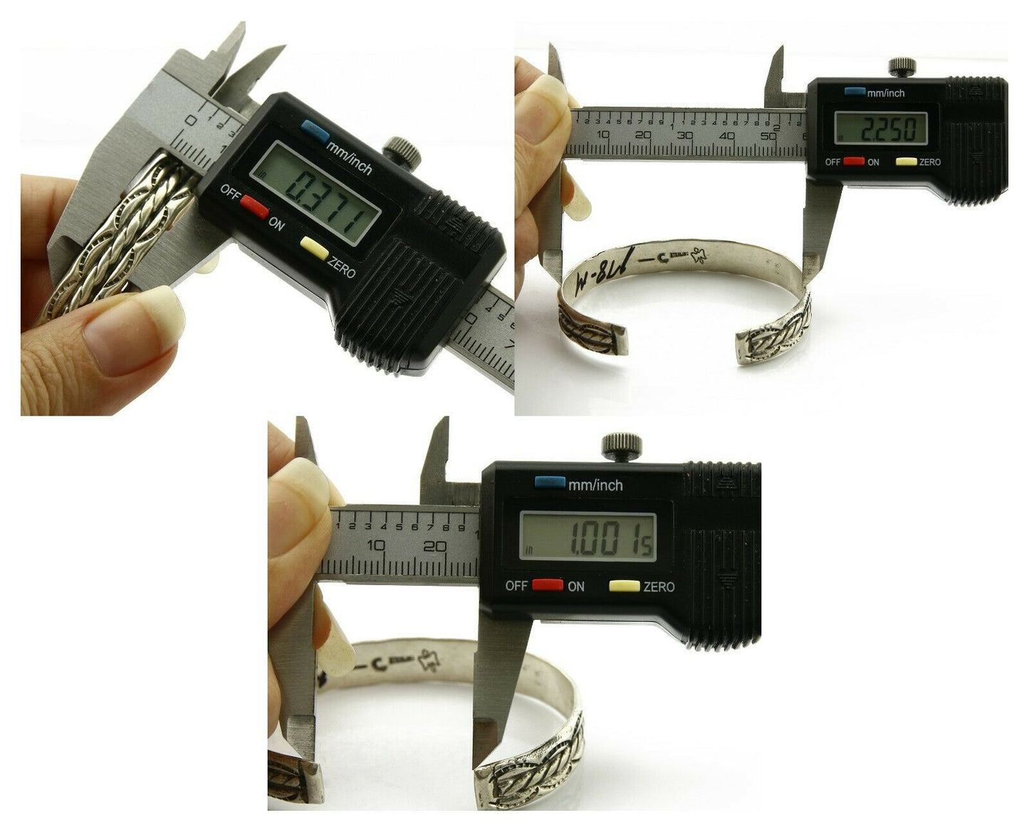 Navajo Bracelet .925 Silver Handmade Hand Stamped Signed Artist C Montoya C.80s