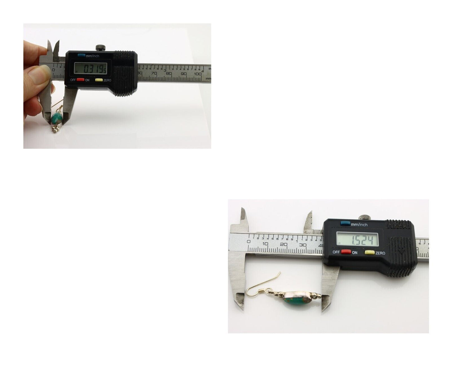 Navajo Earrings 925 Silver Blue Gem Turquoise Native American Artist C.80's