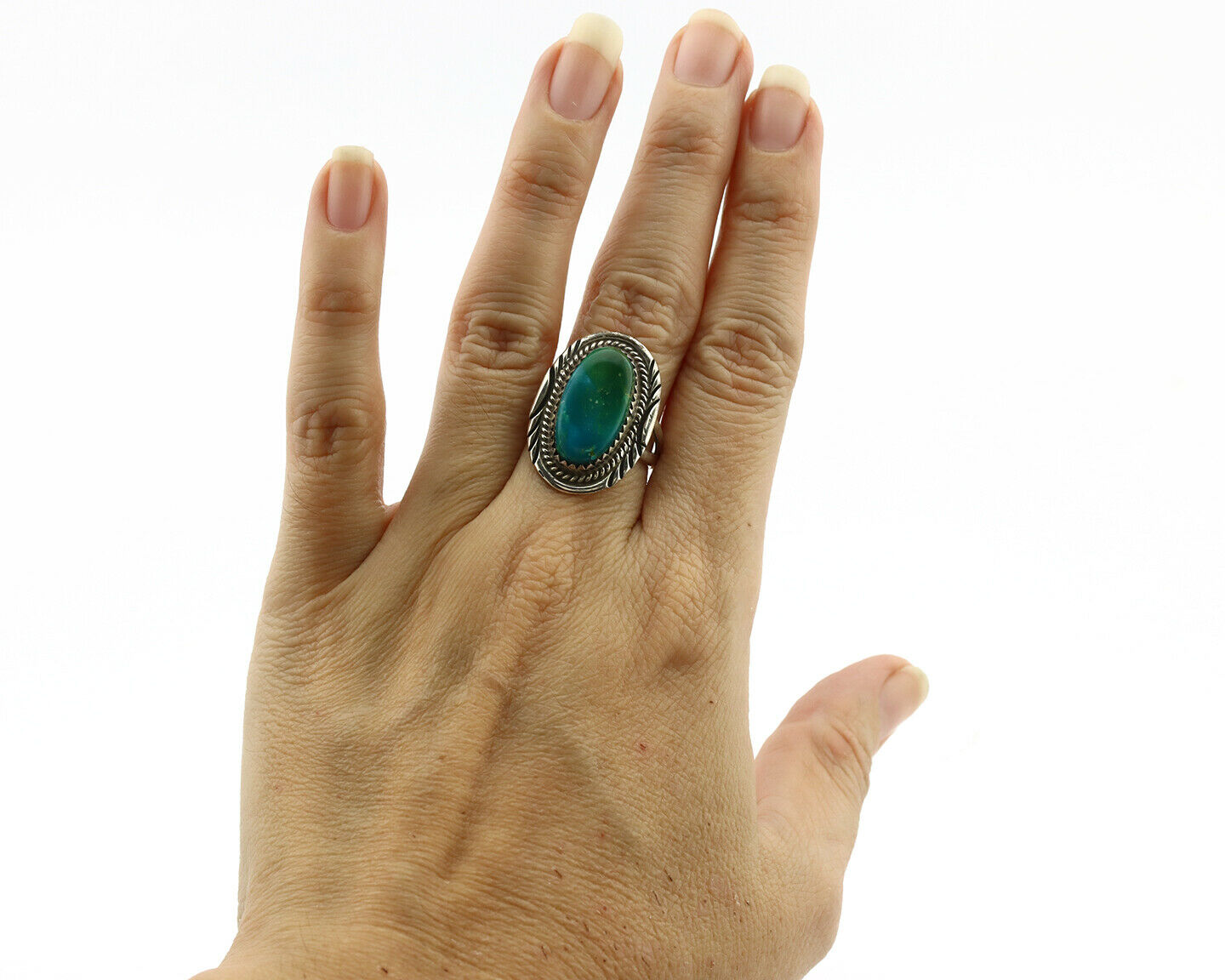 Navajo Ring .925 Silver Turquoise Native American Artist C.1980's